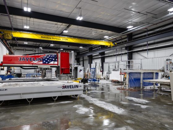 CNC stone cutting machine at Richstone Surfaces granite and quartz countertop fabrication facility