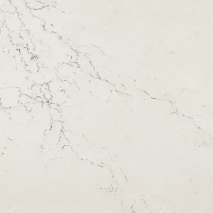 Colton quartz countertop surface with clean white background and subtle grey veining for modern kitchen and bathroom countertops