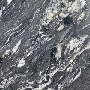 Black and White granite slab with contrasting black and white natural stone patterns ideal for modern kitchen countertops and interior stone surfaces