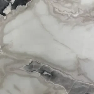 Dover White natural stone slab with soft white background and subtle grey veining for kitchen and bathroom countertops