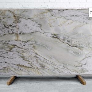 Fluorite Crystal Polished natural stone surface with vibrant crystalline patterns in purple, green, and white for luxury decorative countertops and feature surfaces