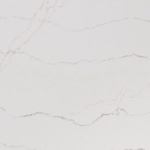 Ella quartz countertop slab with soft white base and subtle gray veining for elegant kitchen and bathroom surfaces