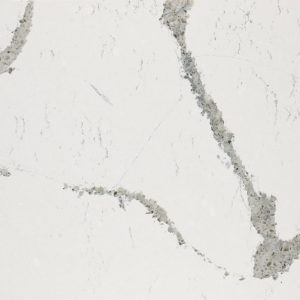 Queensbury quartz countertop slab with soft grey veining for modern kitchen and bathroom surfaces