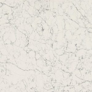 White Attica 5143 quartz countertop slab with bright white base and subtle grey veining for modern kitchen and bathroom surfaces